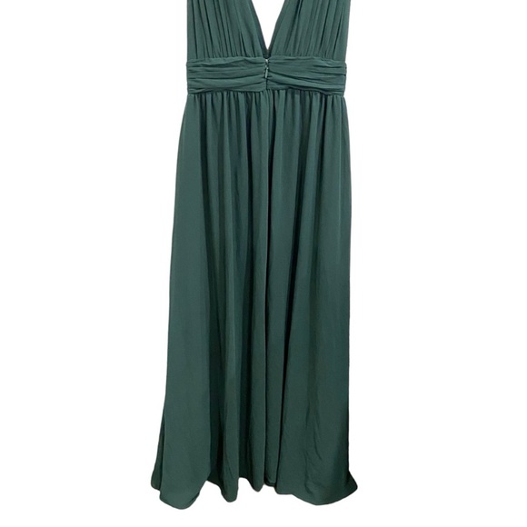 Lulus Plunge V Neck Forest Green Maxi Dress With Leg Slit Size Large - Picture 9 of 14